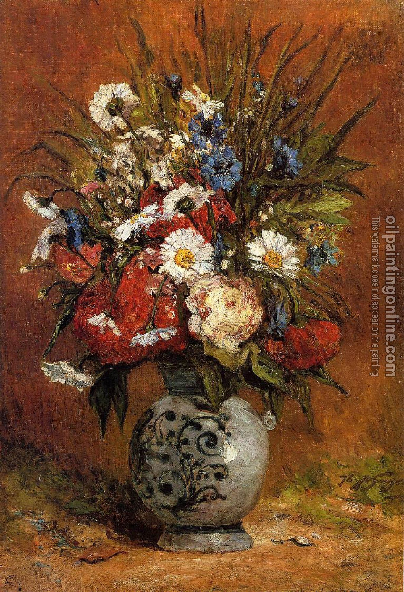 Gauguin, Paul - Daisies and Peonies in a Blue Vase